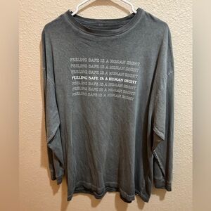 PINK Gray Long Sleeve Graphic Tee